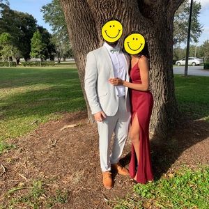 Burgundy maxi dress with split *worn once* !